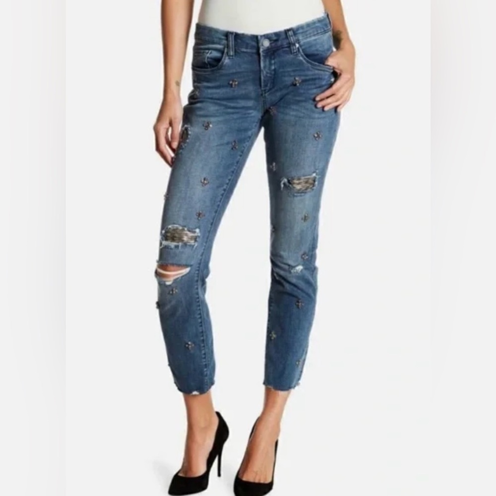 Blank NYC Distressed Blue Ankle Jeans